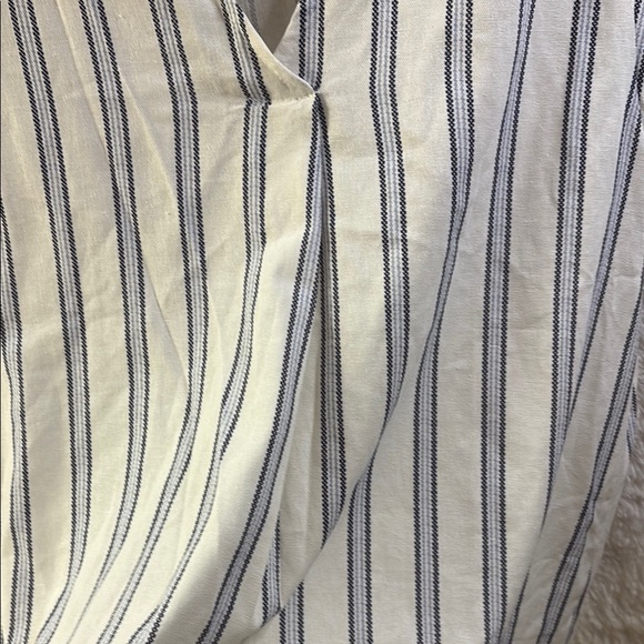 Cream and Blue Striped Women's Blouse - Picture 4 of 6